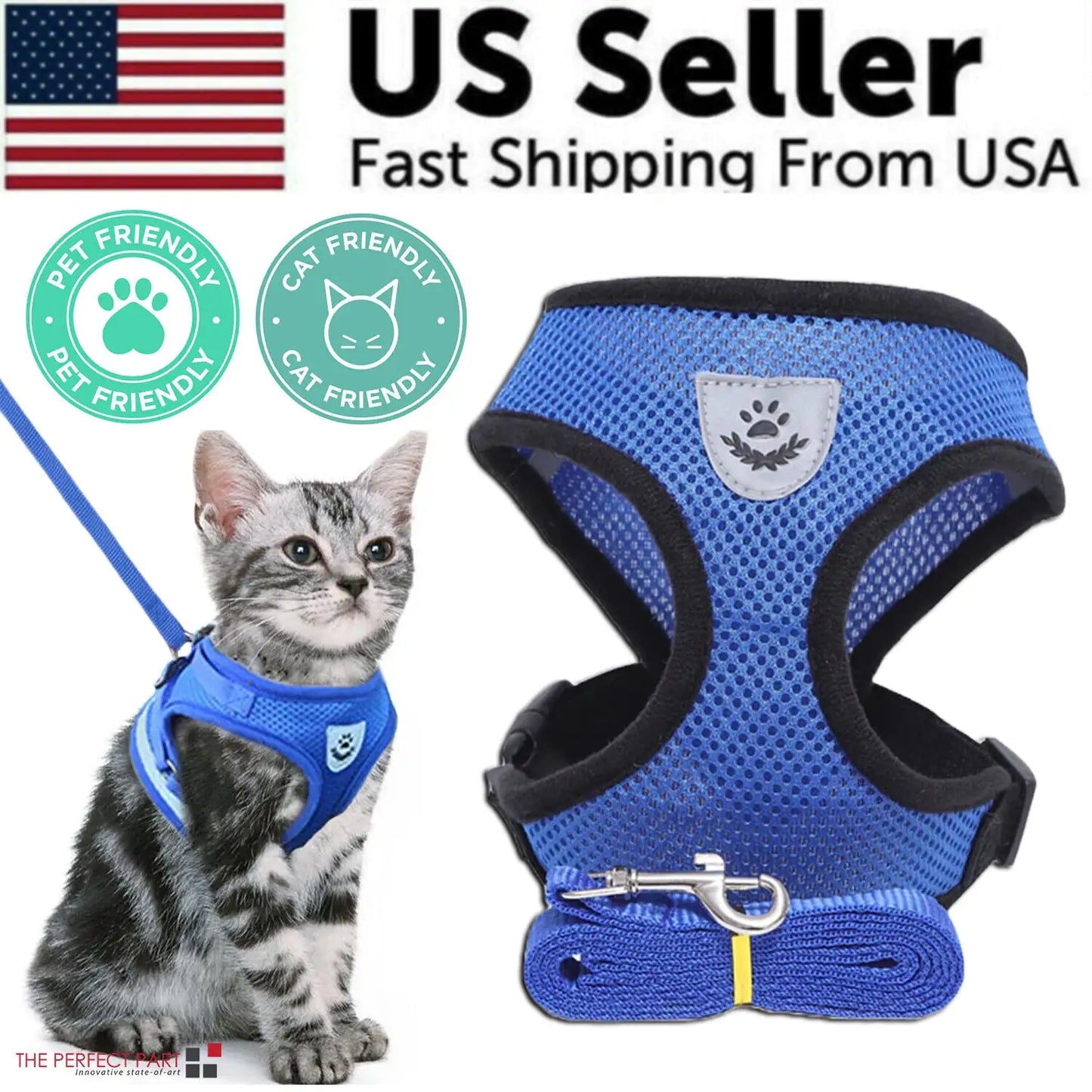 Cat Dog Pet Harness Adjustable Control Leash