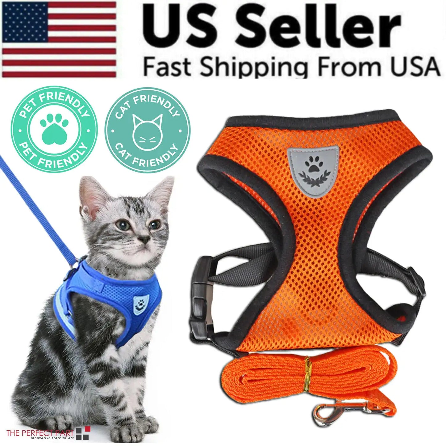 Cat Dog Pet Harness Adjustable Control Leash
