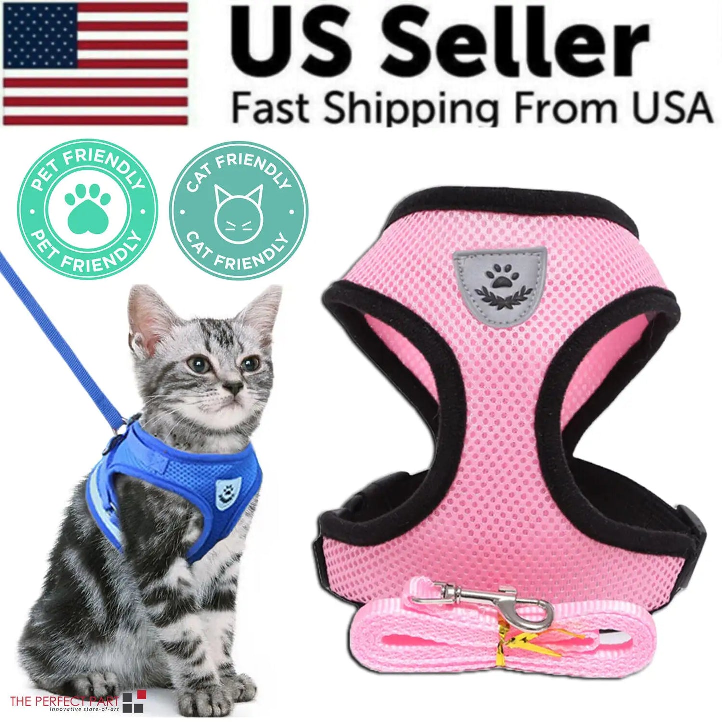 Cat Dog Pet Harness Adjustable Control Leash
