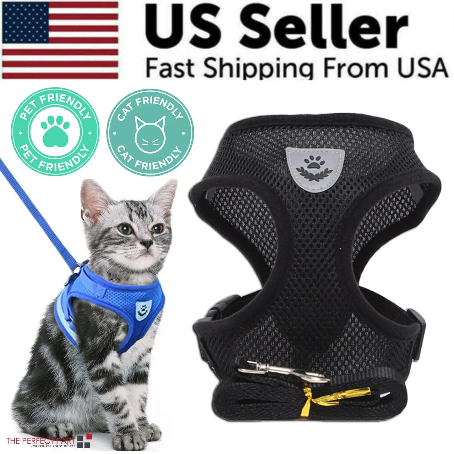 Cat Dog Pet Harness Adjustable Control Leash